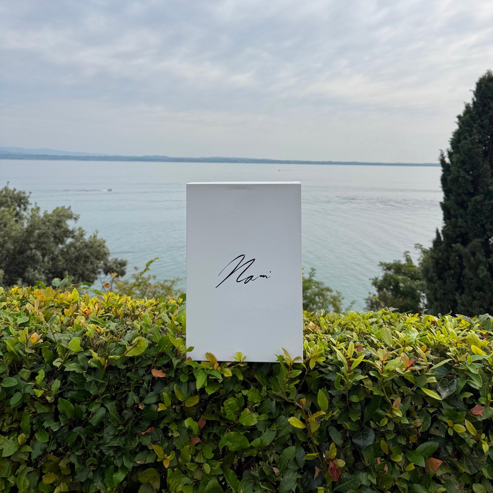 Nami Leathers shoe box overlooking the water